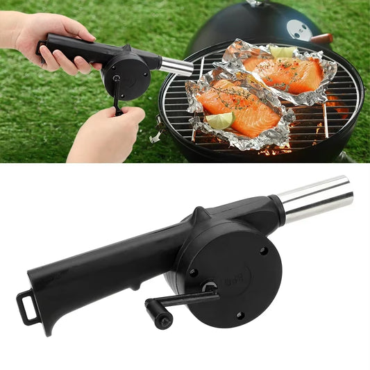 Portable Barbecue Fan BBQ Tools Fire Bellows Tools BBQ Accessories Hand-Cranked Air Blower Picnic Camping Accessories