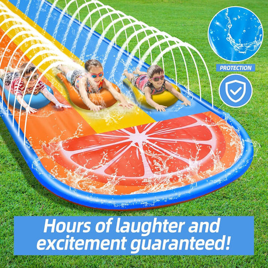 22.5Ft Water Slides and 3 Bodyboards, Inflatable Slides for Kids Backyard,