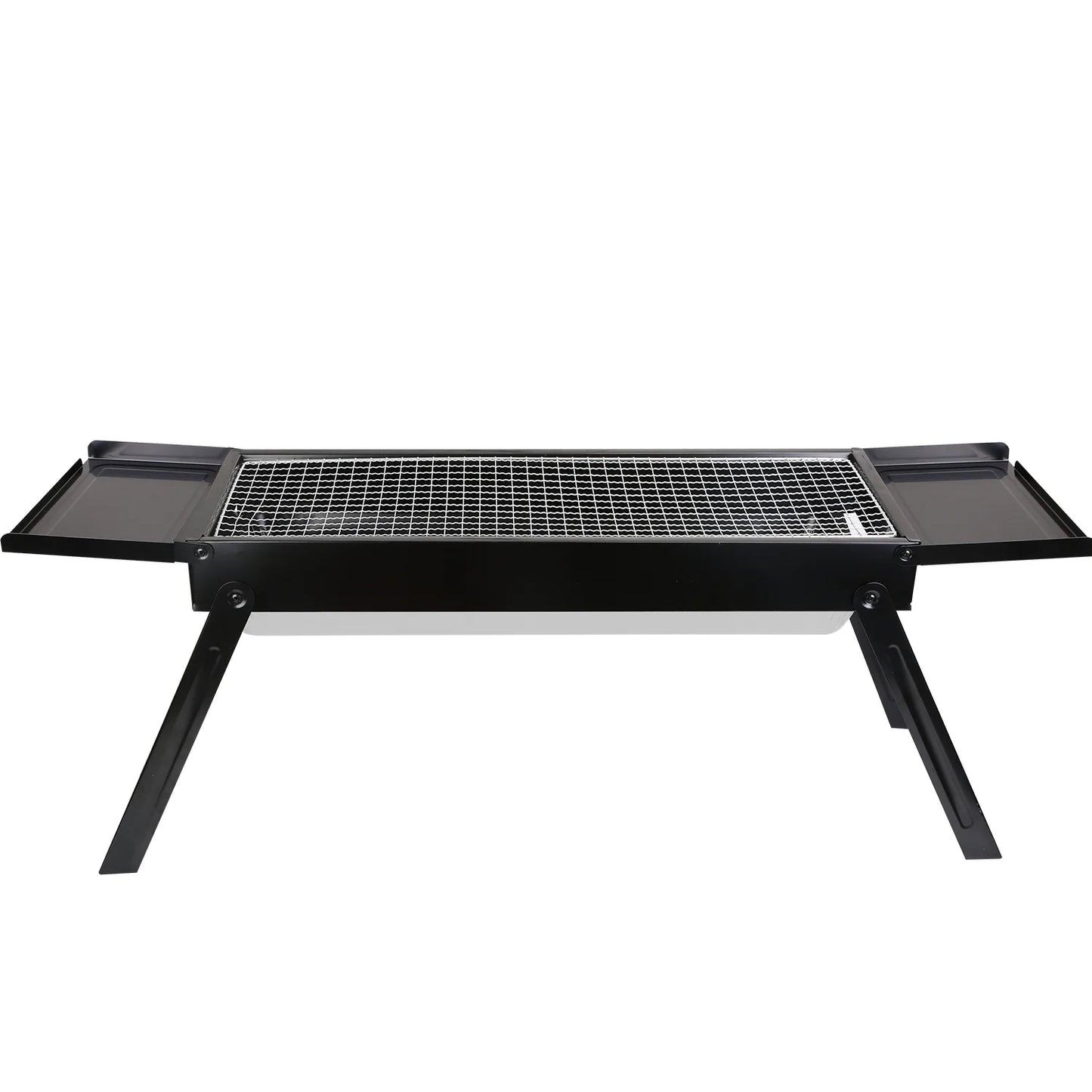 Portable BBQ Grill with Shelf, 34X9X12In Foldable Charcoal BBQ Grill with Steel Net, Black