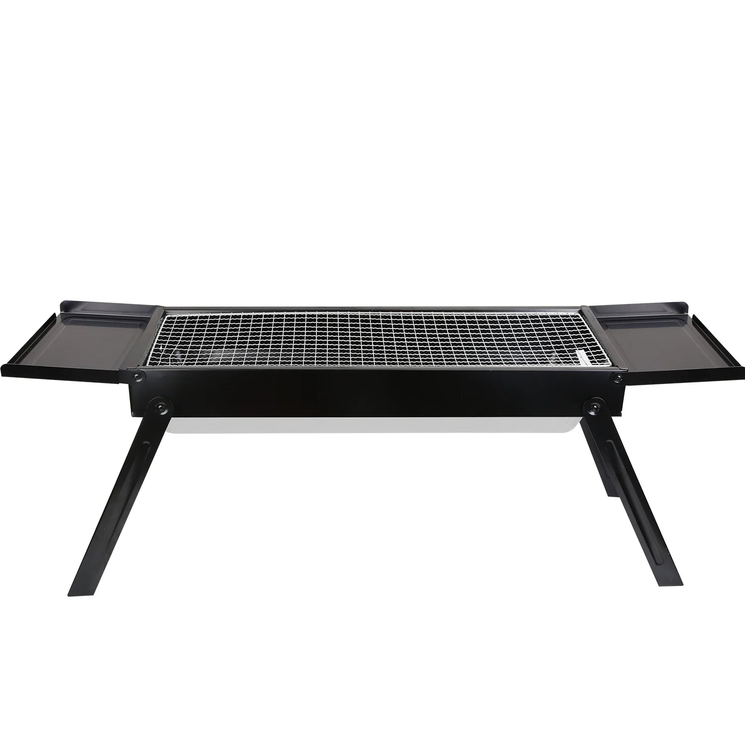 Portable BBQ Grill with Shelf, 34X9X12In Foldable Charcoal BBQ Grill with Steel Net, Black
