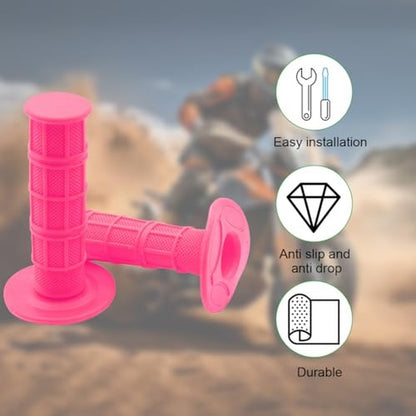 Motorcycle Hand Grips, 2PCS 7/8" 22Mm 24Mm Non-Slip Soft Rubber Pink