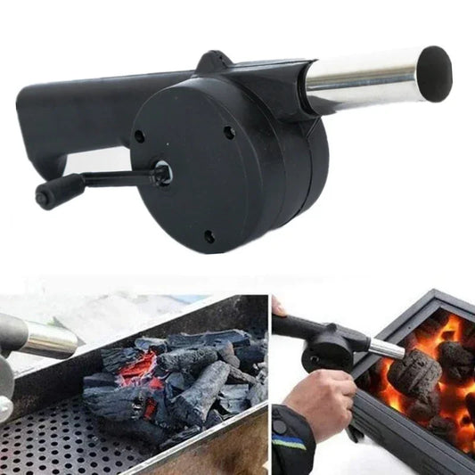 Grill Manual Fan Hand Crank BBQ Fan Portable Barbeque Air Blower with Manual Handle Speed Control Hand-Cranked Blower for Out