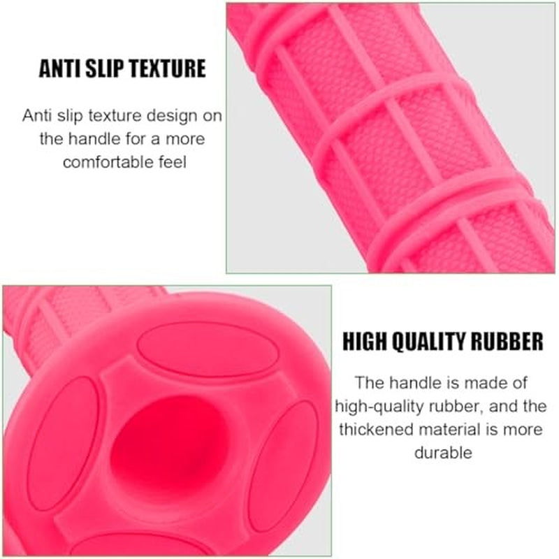 Motorcycle Hand Grips, 2PCS 7/8" 22Mm 24Mm Non-Slip Soft Rubber Pink