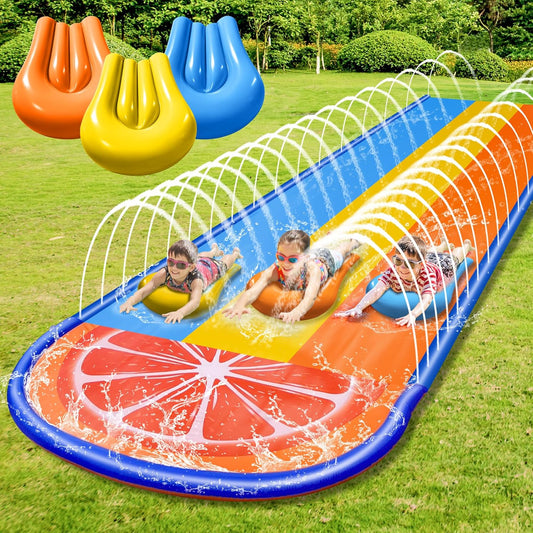22.5Ft Water Slides and 3 Bodyboards, Inflatable Slides for Kids Backyard,