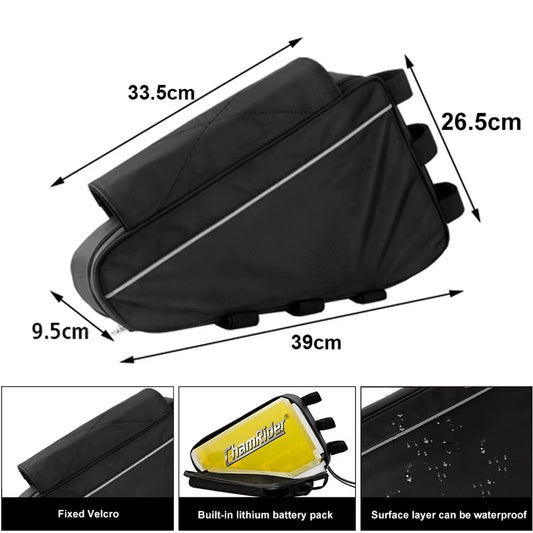 36V 48V 60V 72V E-BIKE Electric Bicycle Triangle Battery Bag Black Bicycle Frame Triangle Bags Max Load 126 Cells